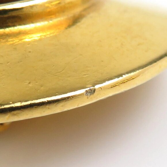 CHANEL CC Logo Clip on Earrings Gold/Brown Metal/Stone - - Picture 14 of 14